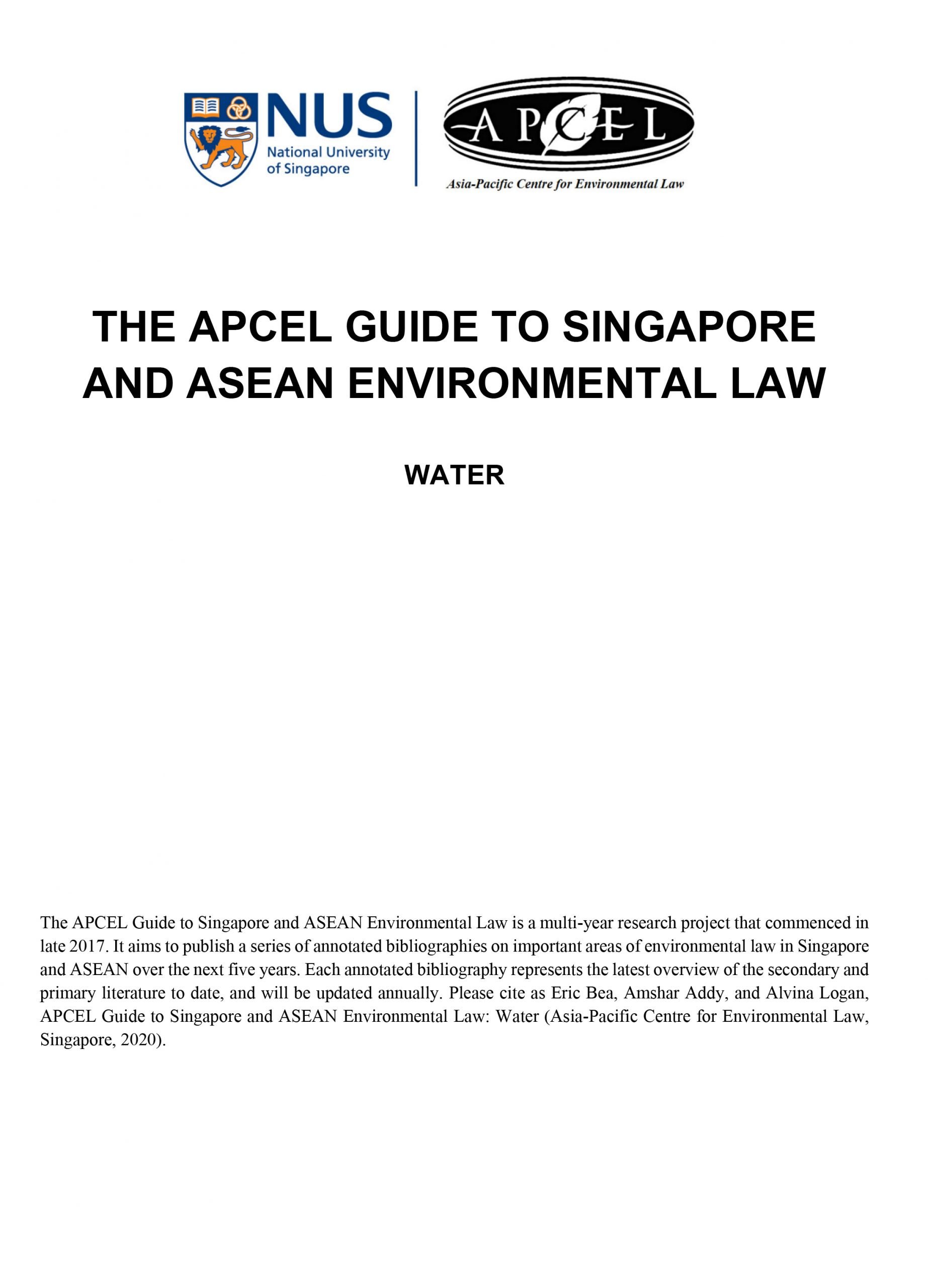 The APCEL Guide to Singapore & ASEAN Environmental Law AsiaPacific