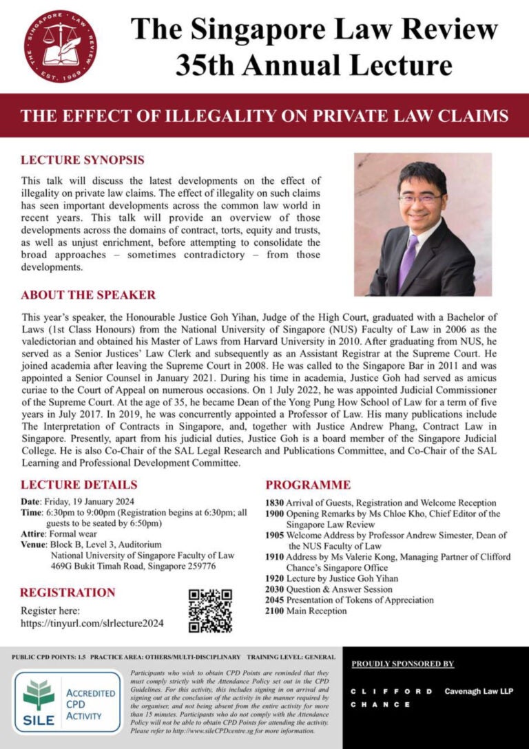 The Singapore Law Review 35th Annual Lecture The Effect of Illegality