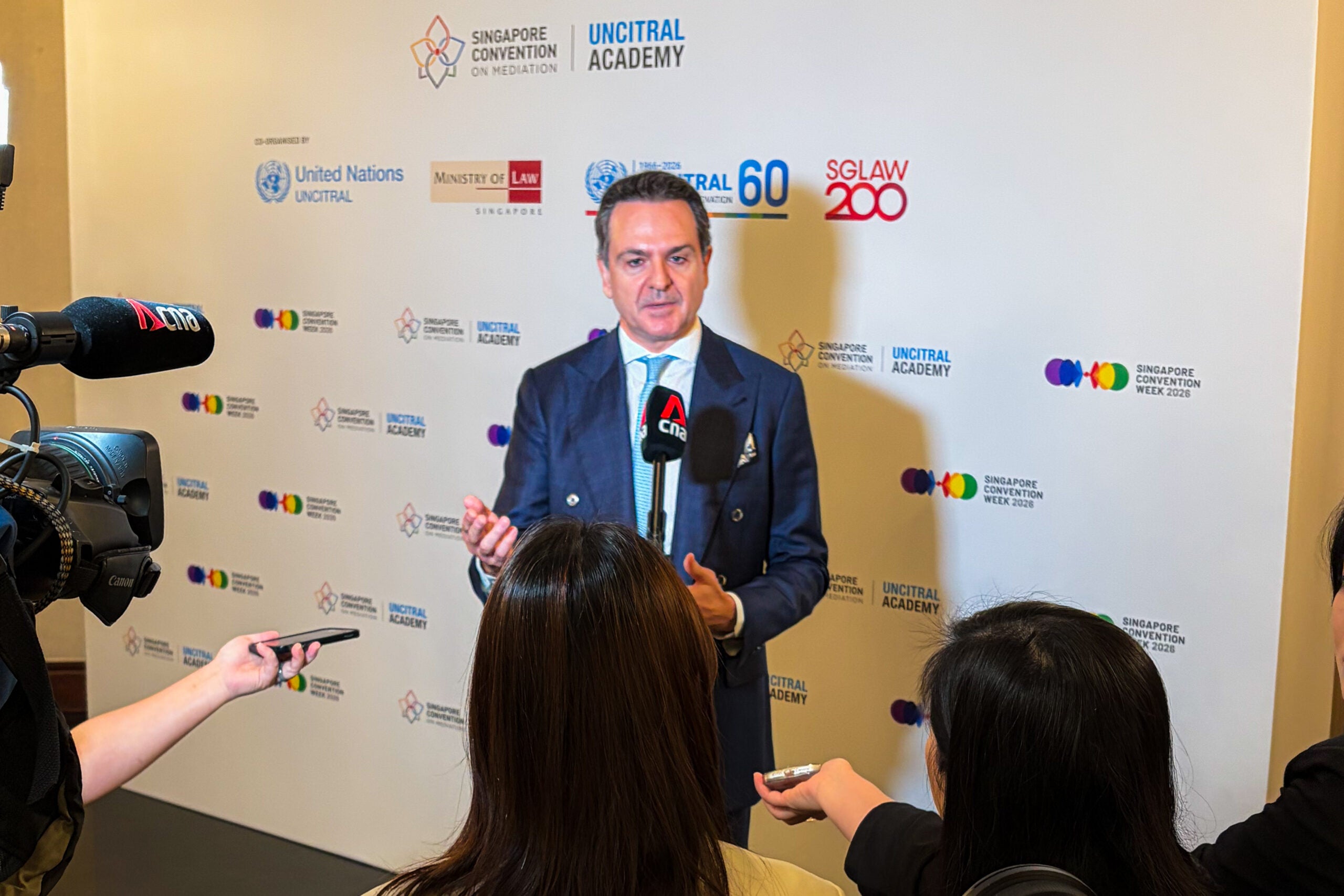 Prof Stavros Brekoulakis talks to media about the new arbitration centre